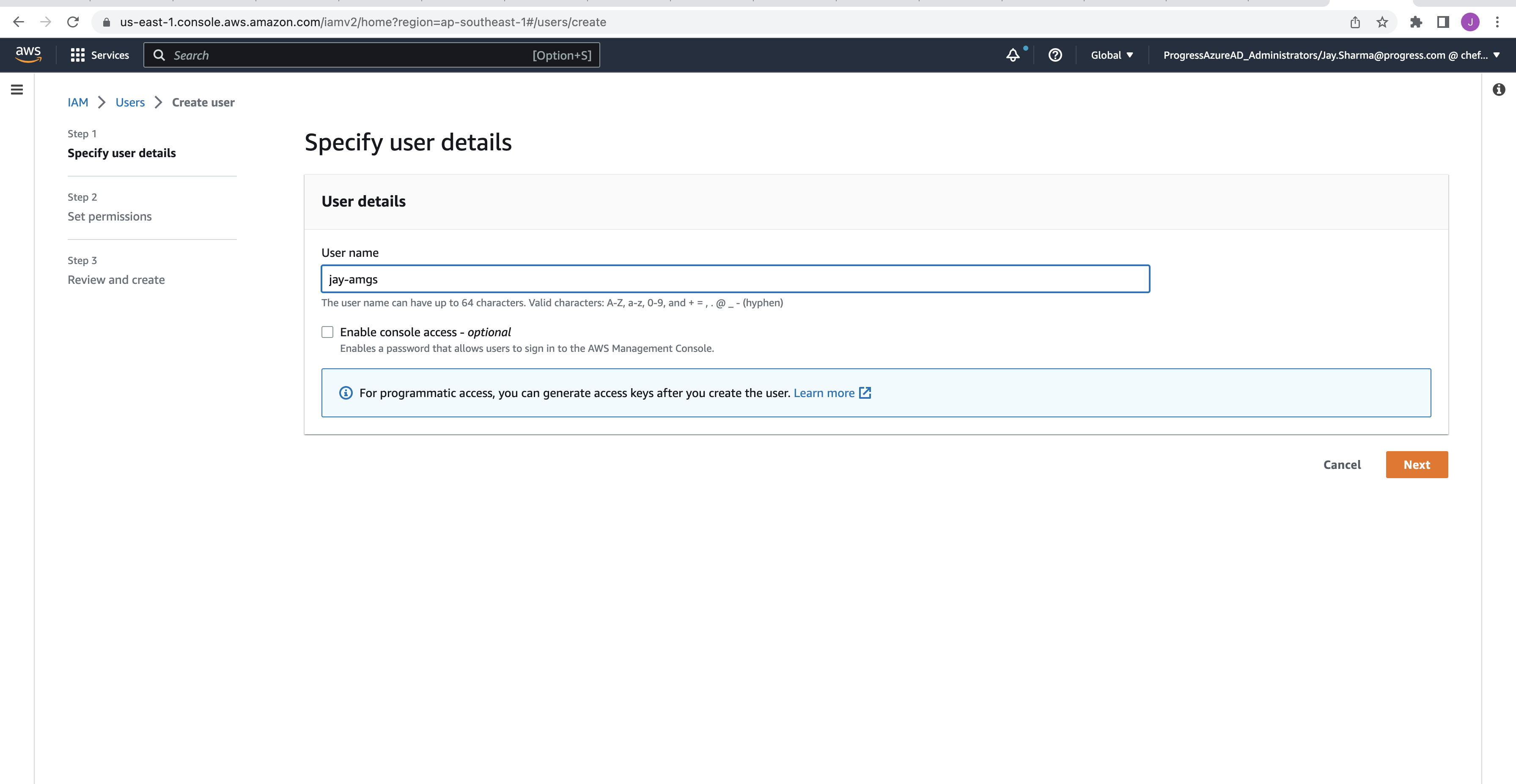 AWS IAM User - Programmetic Access